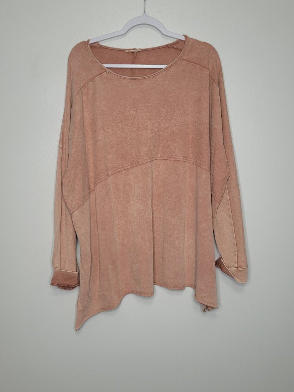 Easel muted coral long sleeve super oversized long sleeve boho cozy top size 1x